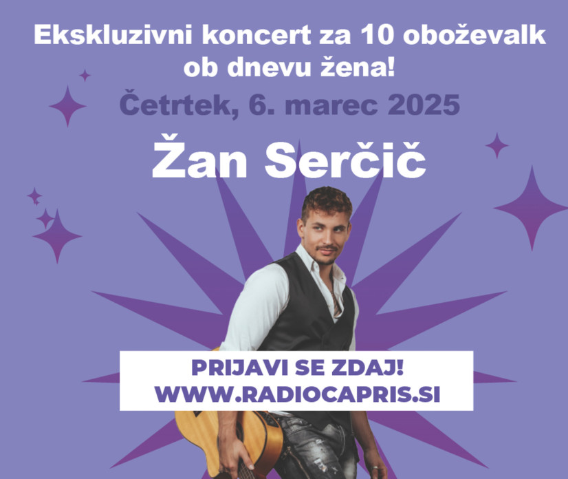 Naj bo tvoj dan žena nepozaben &ndash; doživi intimni koncert Žana Serčiča v studiu Radia Capris!
