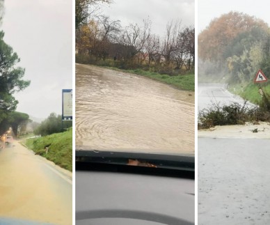 FOTO: Tudi popoldan močnej&scaron;i nalivi, ceste marsikje poplavljene