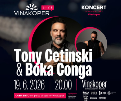 Vinakoper Live 2026: prihajata Tony Cetinski in Boka Conga